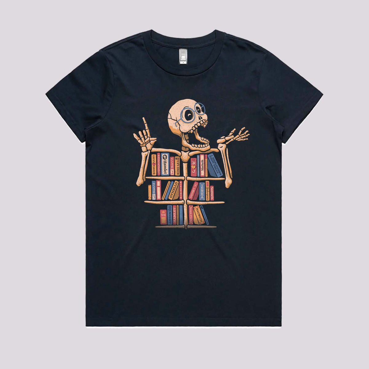 Skeleton Book Shelf T-Shirt