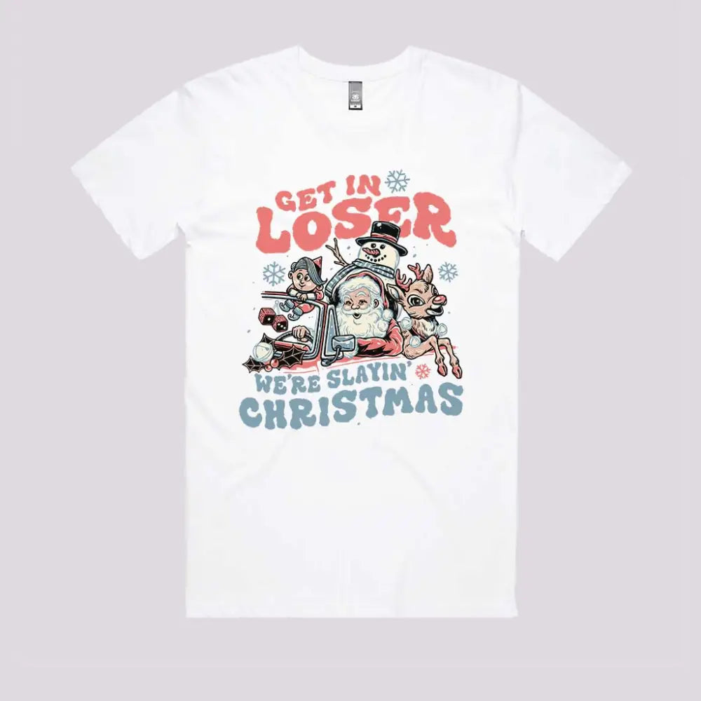 Slayin Christmas T-Shirt Mens / White Xs Adult Tee