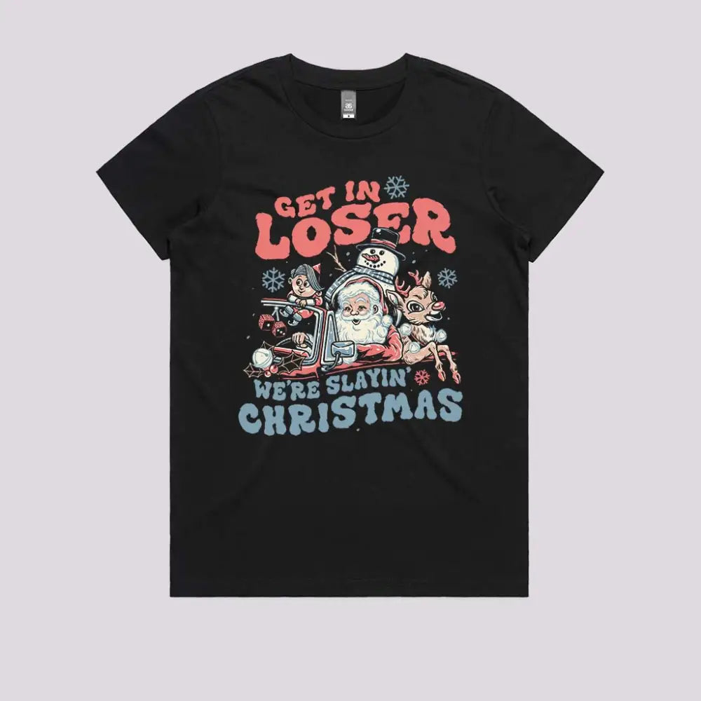 Slayin Christmas T-Shirt Womens / Black Xs Adult Tee
