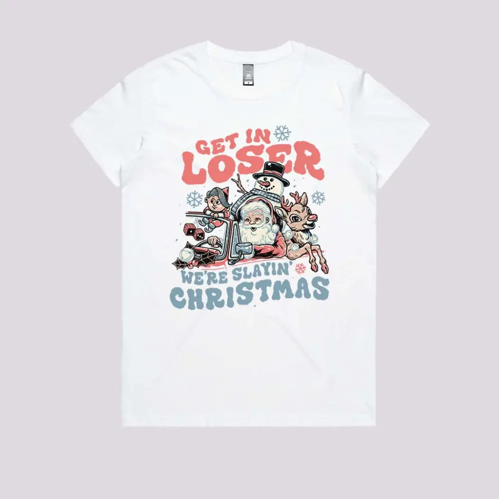 Slayin Christmas T-Shirt Womens / White Xs Adult Tee