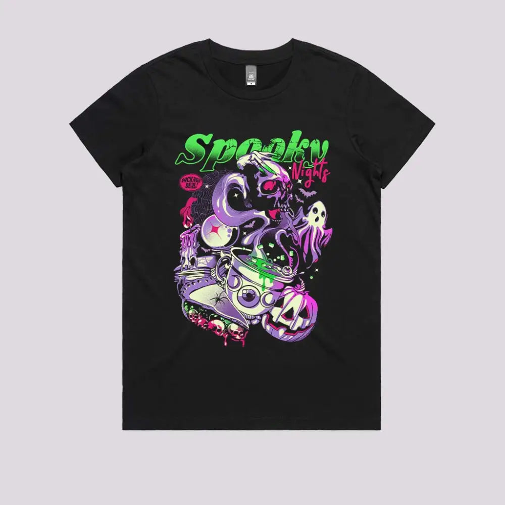 Spooky Nights T-Shirt Womens / Black Xs Adult Tee