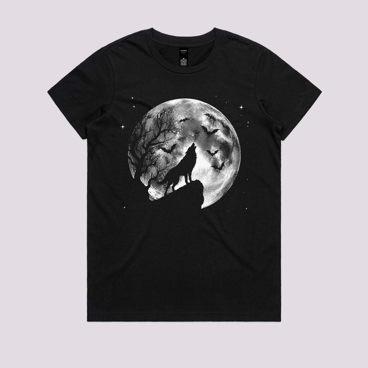 Spooky Wolf and Moon Graphic Tee