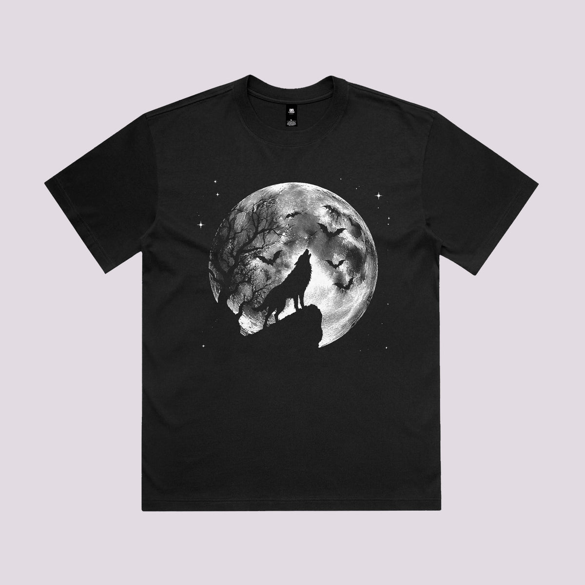 Spooky Wolf and Moon Graphic Tee