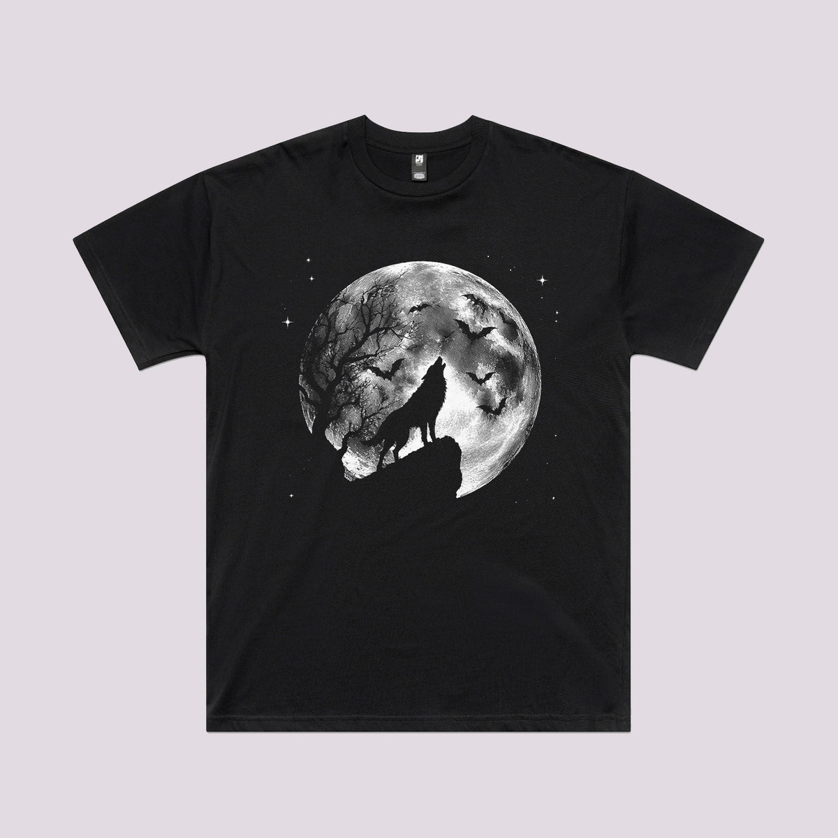 Spooky Wolf and Moon Graphic Tee