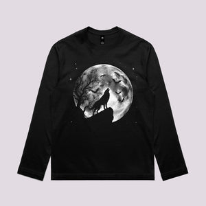 Spooky Wolf and Moon Graphic Tee