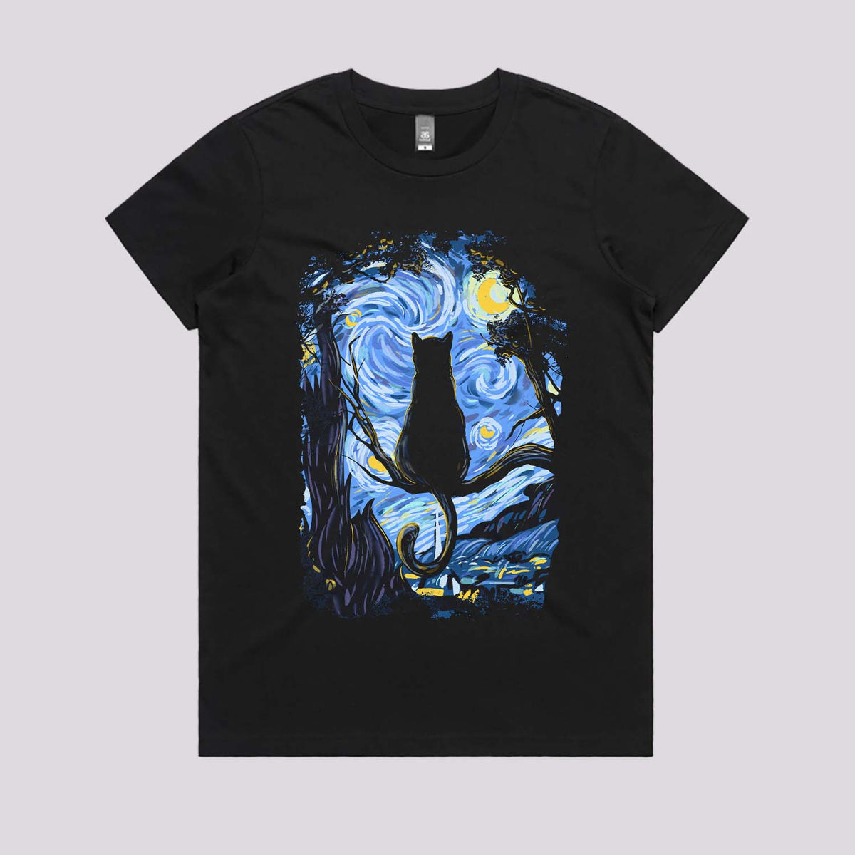 Starry Cat Night T-Shirt | Cool Graphic Tees Online Australia