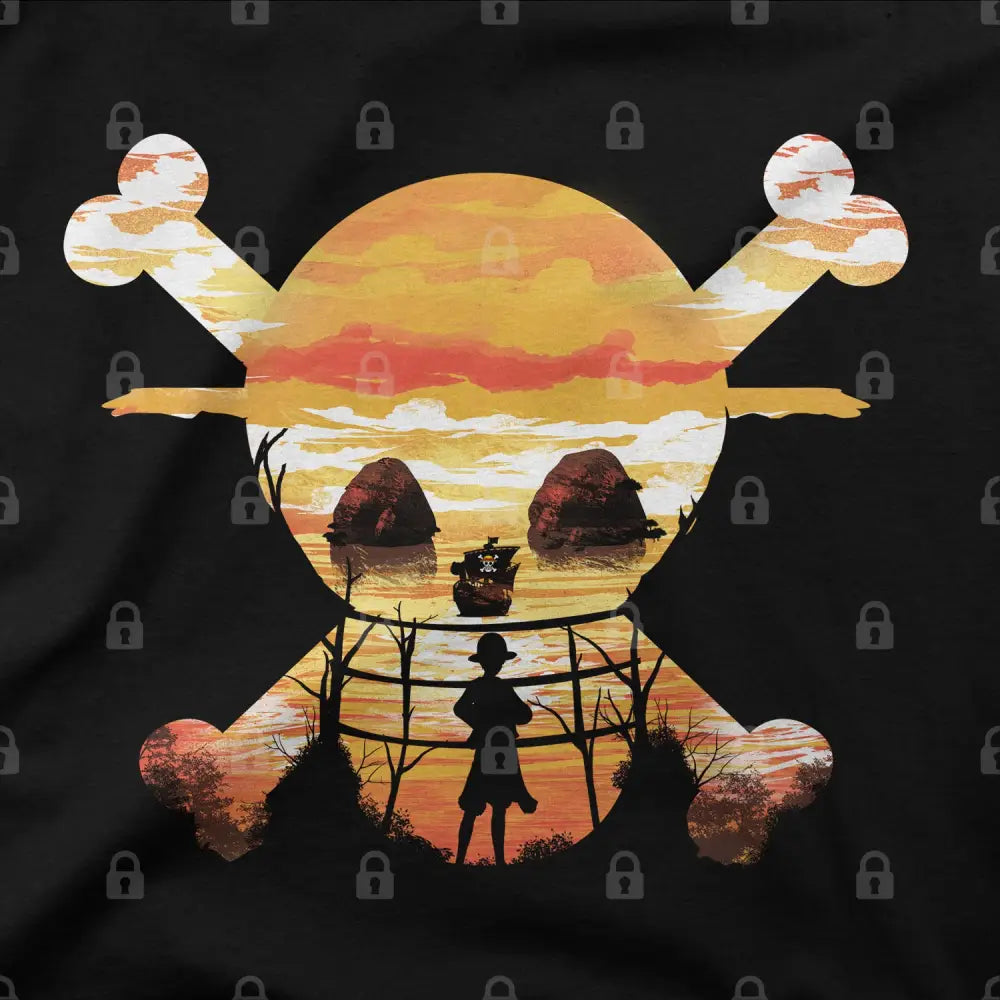 Straw Hat Sunset T-Shirt | Anime T-Shirts