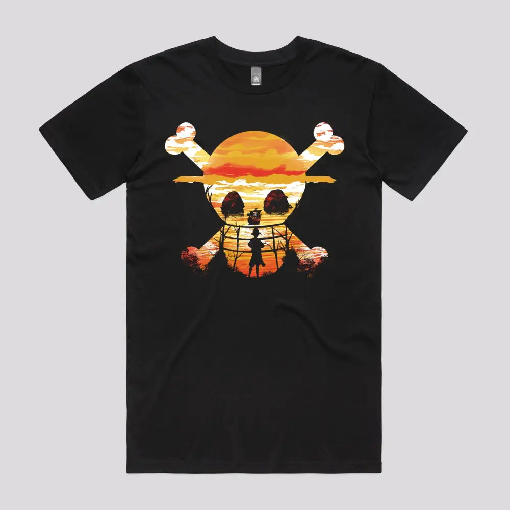 Straw Hat Sunset T-Shirt | Anime T-Shirts
