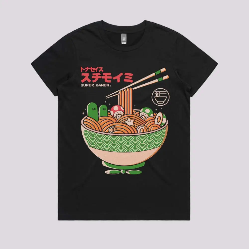 Super Ramen T-Shirt Womens / Black Xs Adult Tee