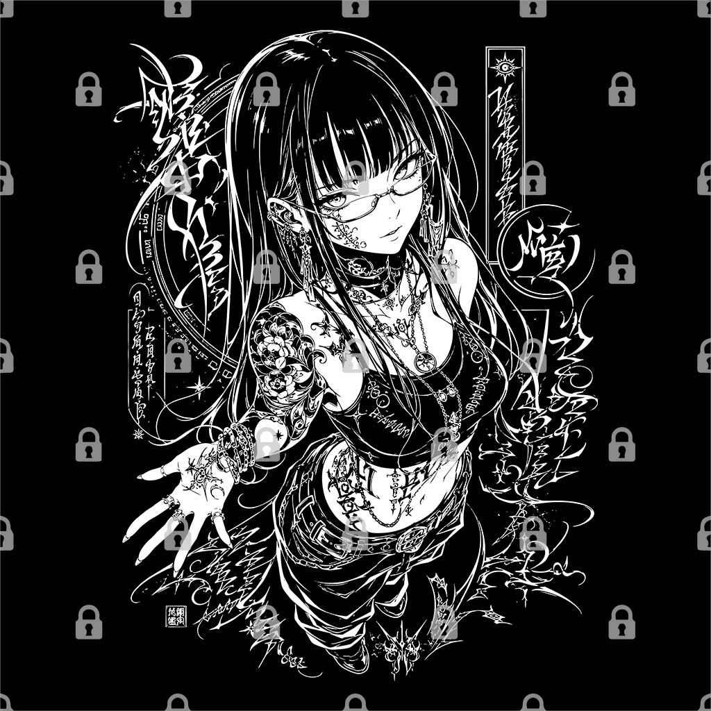 Tattooed Anime Girl Graphic Tee