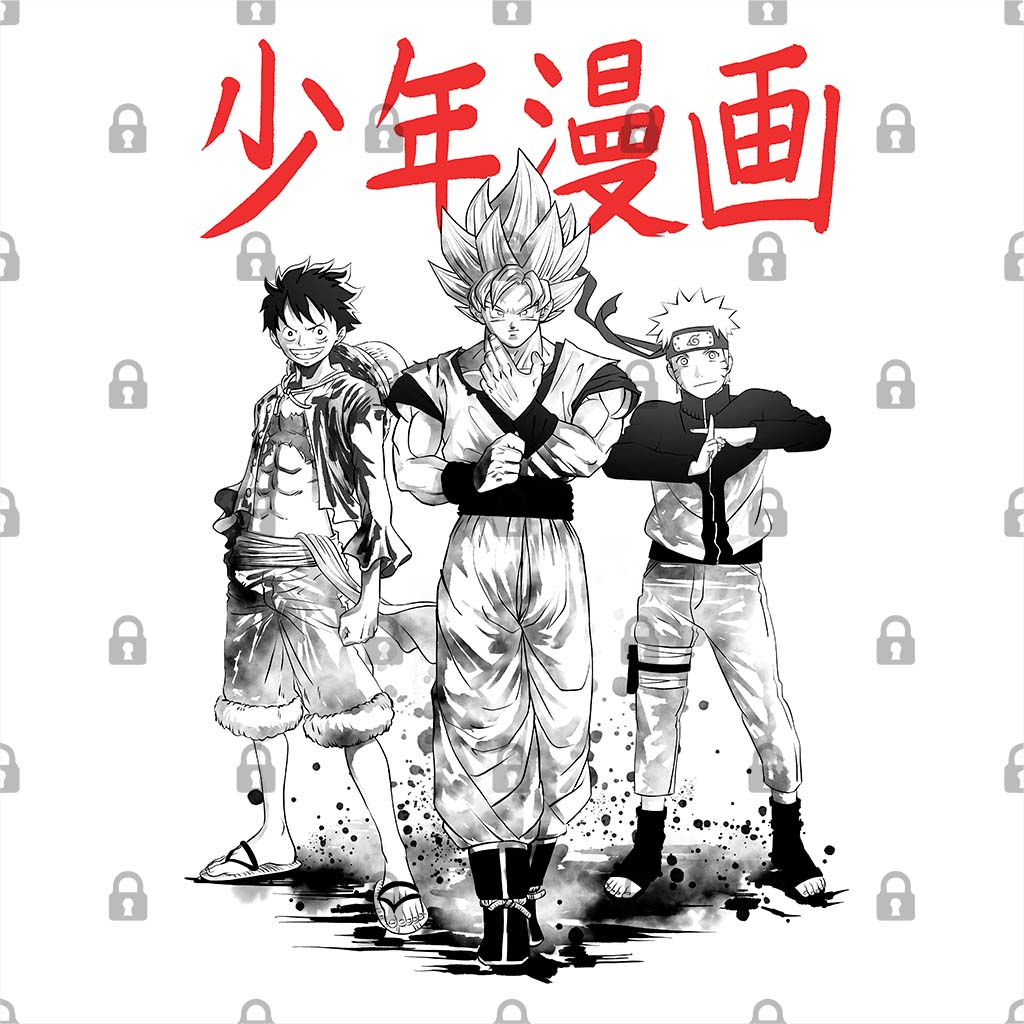 Three Anime Heroes Graphic Hoodie