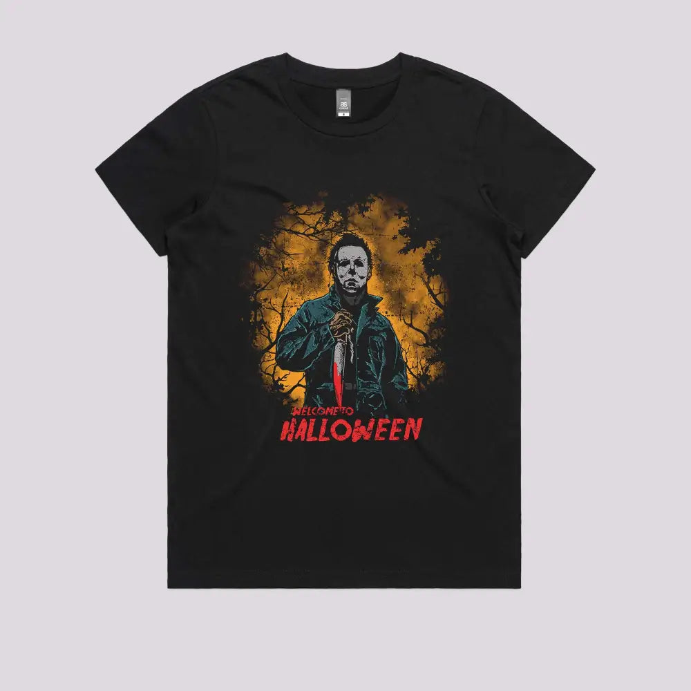 Welcome To Halloween T-Shirt Womens / Black Xs Adult Tee